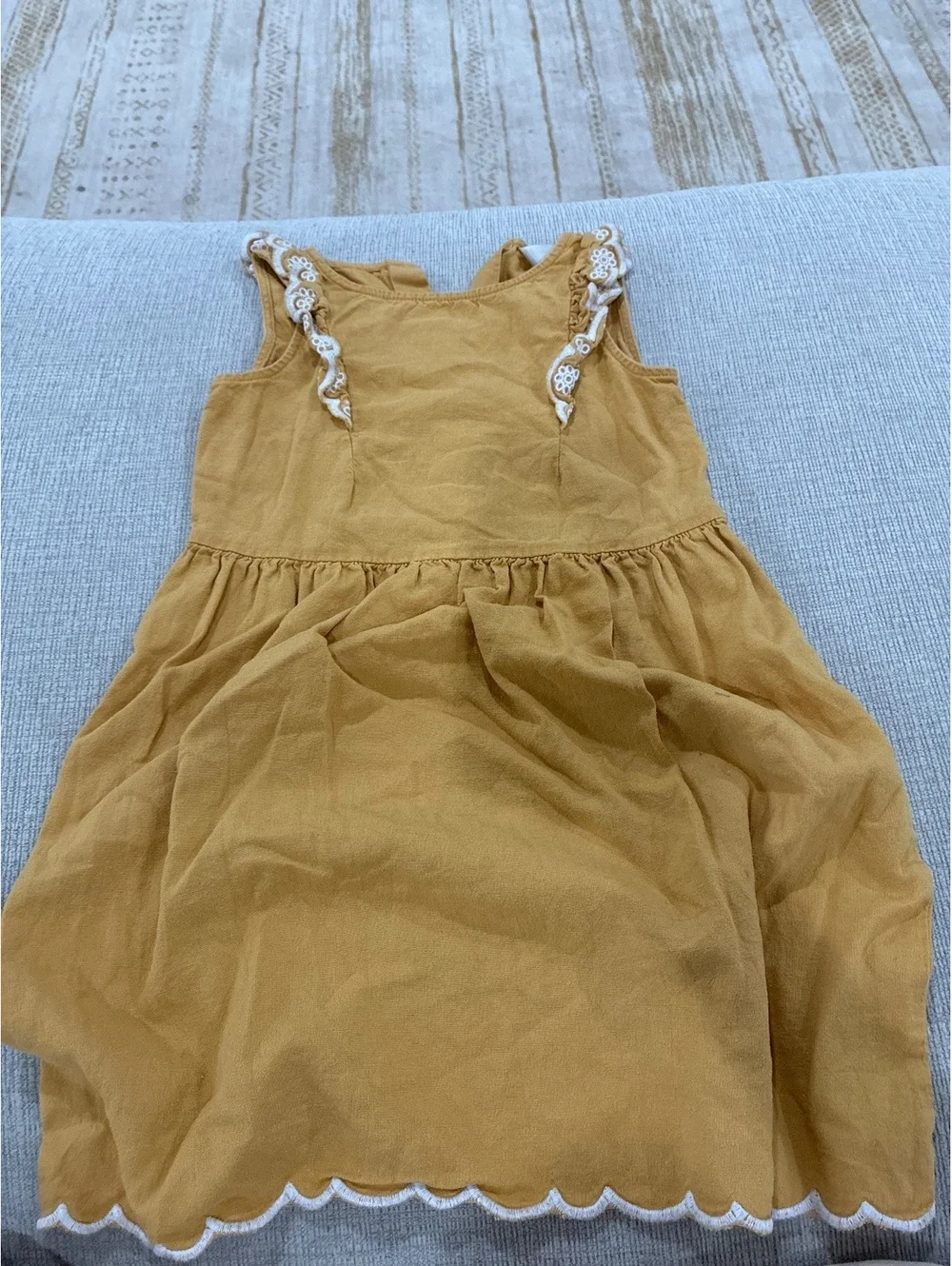 Carter's Kid Girls Mustard Yellow Dress with Lace Trim Size 7
